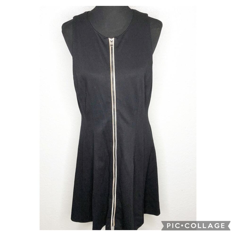 Boston Proper black sleeveless full zip front‎ knit dress